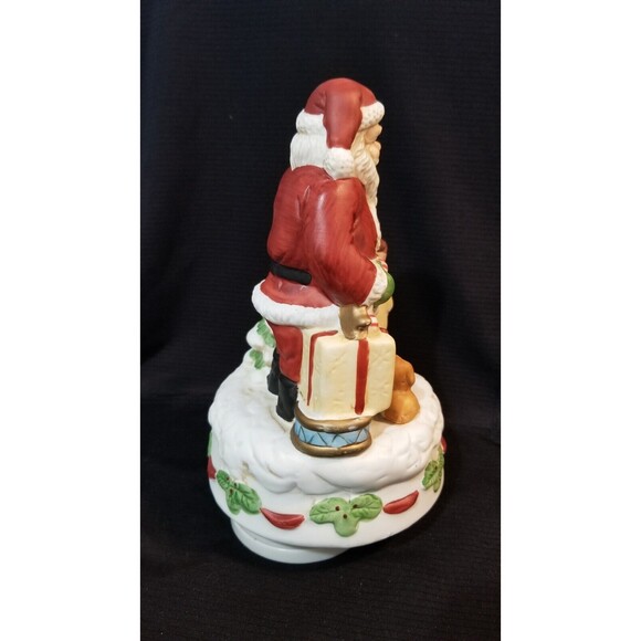 Homco Santa Claus Is Coming To Town Christmas Music Figurine 8"t Porcelain Spins - Picture 2 of 8